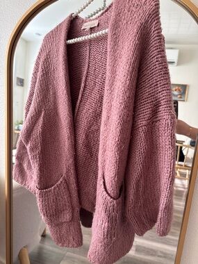 Philosophy Dusty Rose Chunky Knit Open-Front Cardigan